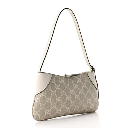 Gucci GG Monogram Calfskin Small Emblem Shoulder Bag Beige Mystic White 4 of 19