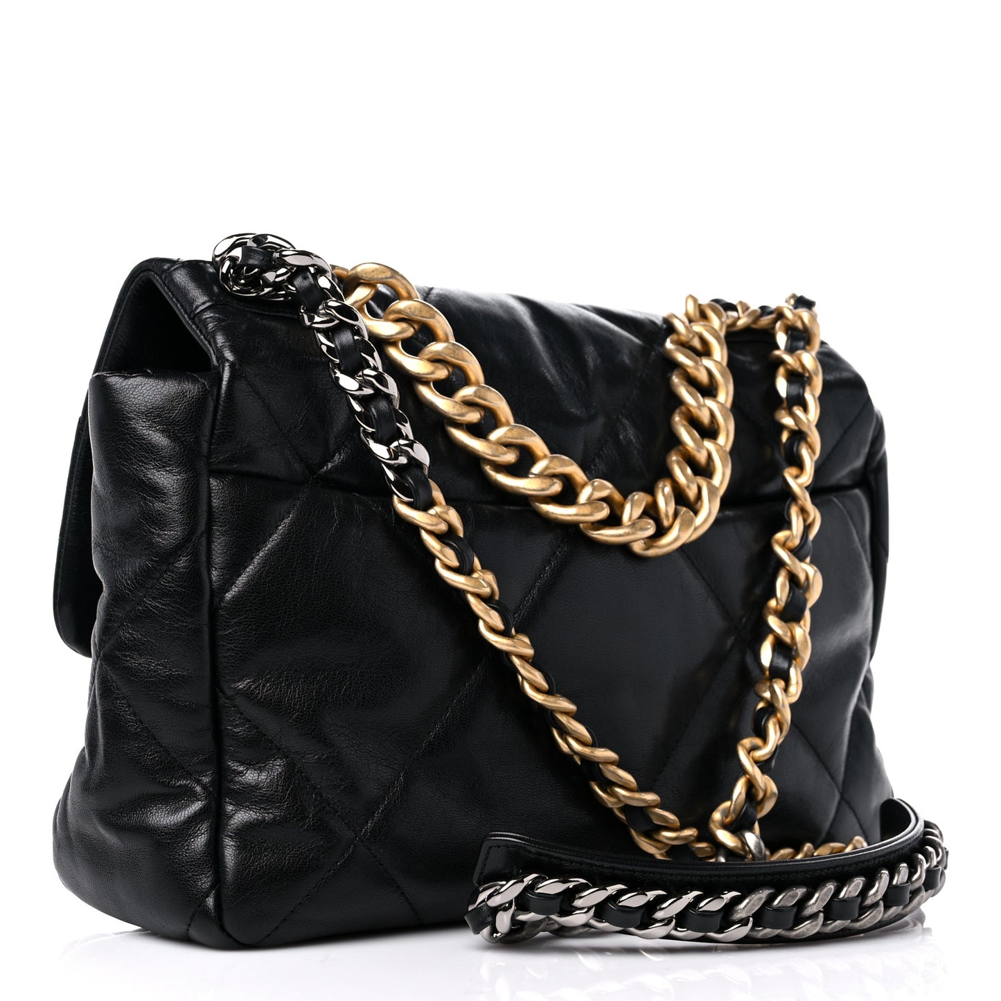 Goatskin Quilted Large Chanel 19 Flap Black