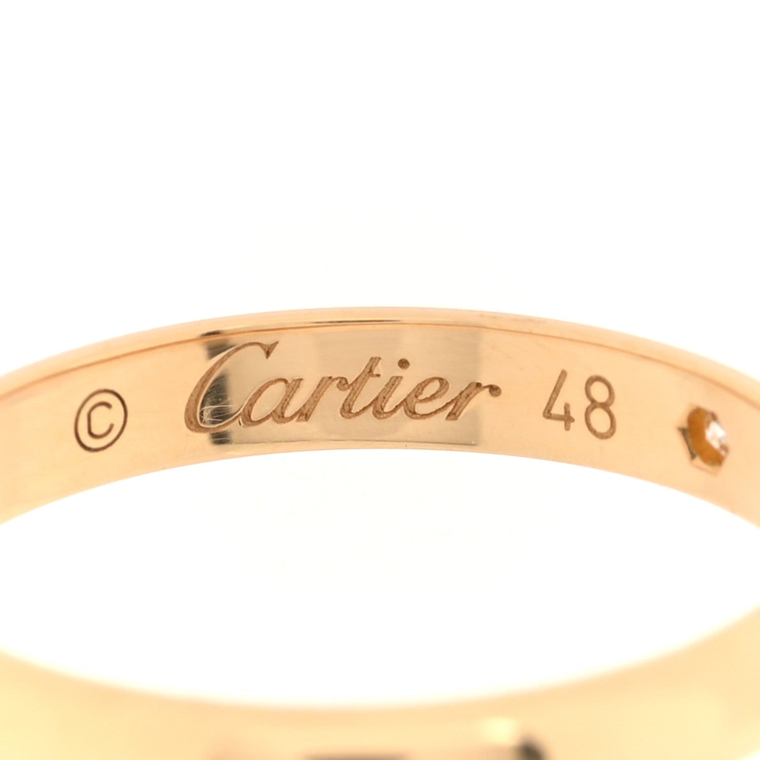 Cartier 18K Yellow Gold Diamond 2.6mm 1895 Wedding Band Ring 48 4.5 4 of 5