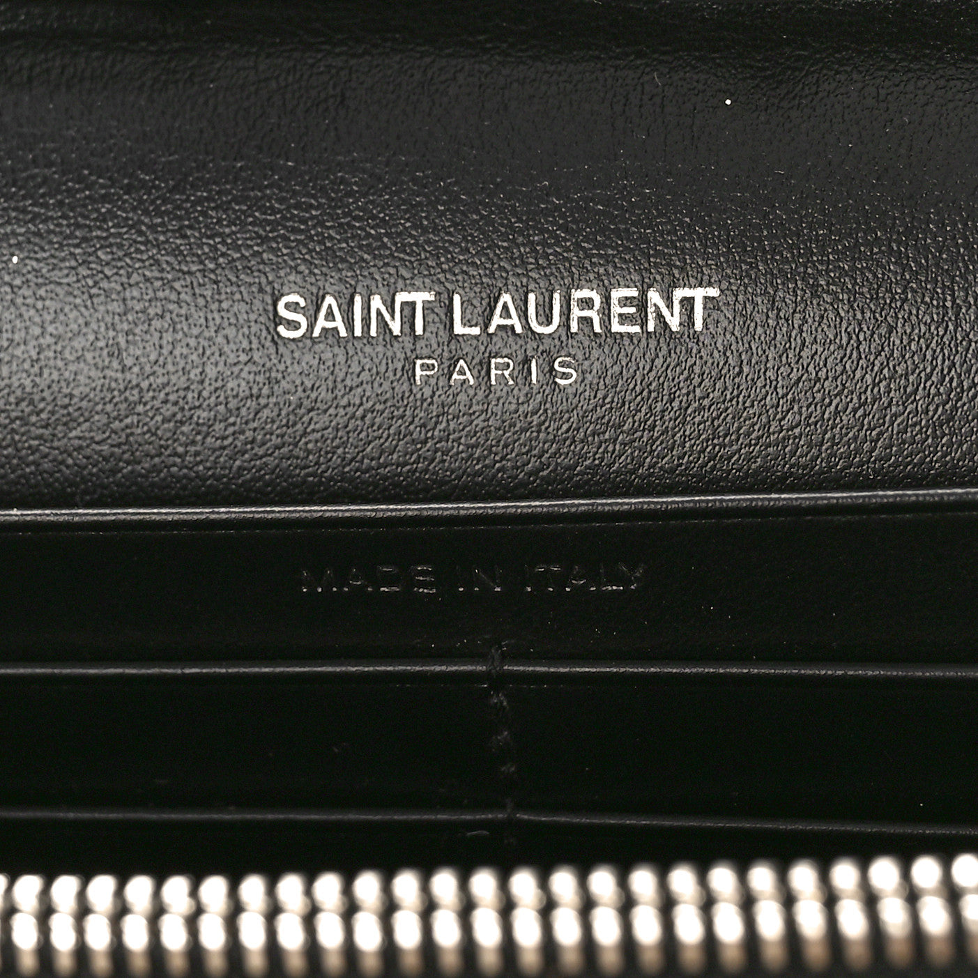Saint Laurent Metallic Sparkle Fabric Monogram Chain Wallet Anthracite 6 of 9
