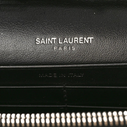 Saint Laurent Metallic Sparkle Fabric Monogram Chain Wallet Anthracite 6 of 9