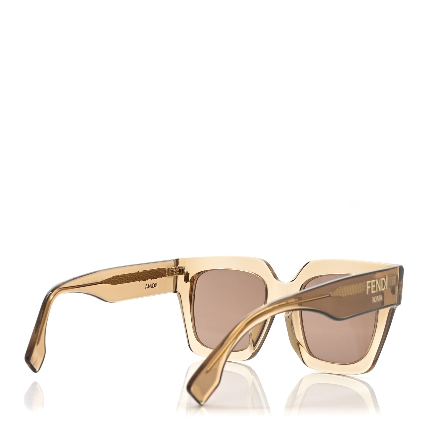 Acetate Fendi Square Sunglasses FE40101F Transparent Light Brown