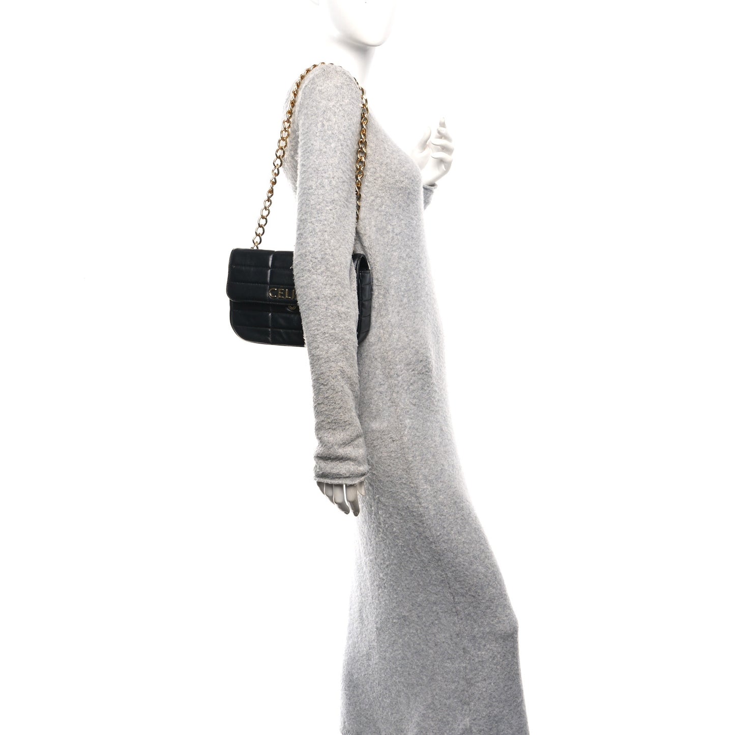Goatskin Matelasse Chain Shoulder Bag Black