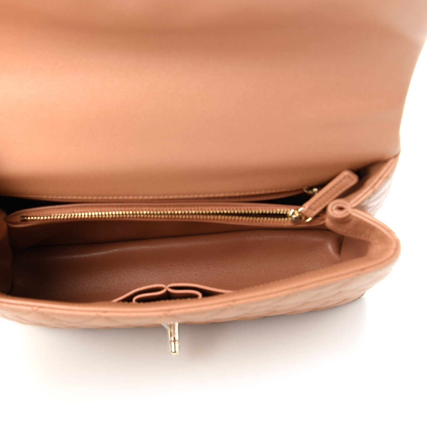 Caviar Quilted Small Coco Handle Flap Brown