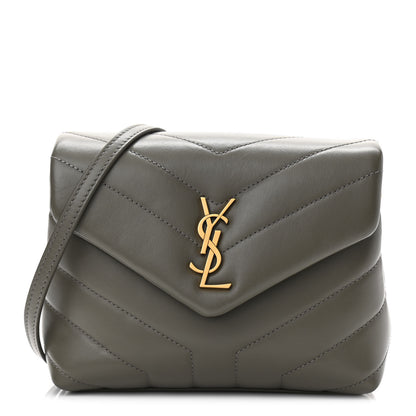Saint Laurent Calfskin Y Quilted Monogram Toy Loulou Crossbody Bag Grey Kaki 1 of 11