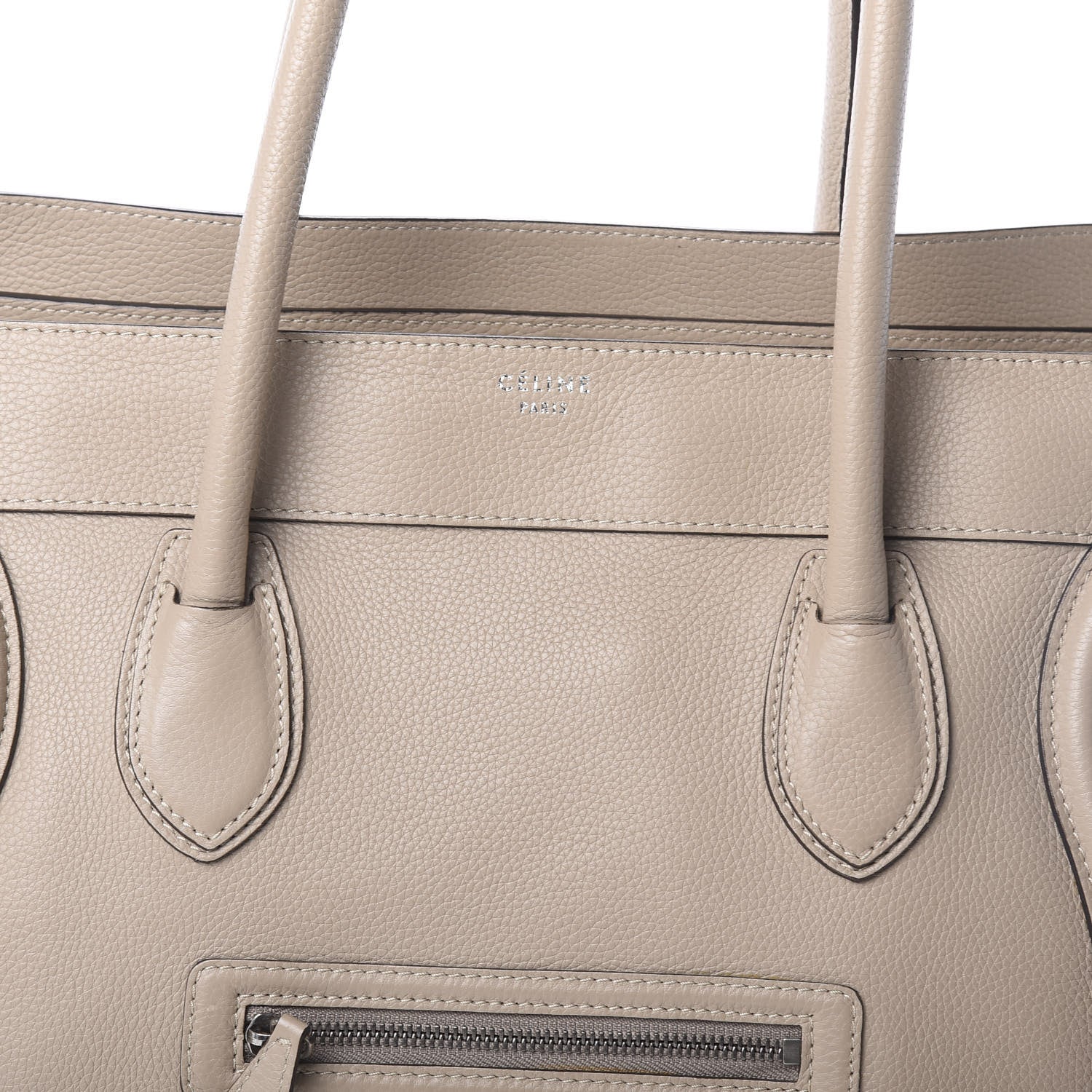 Celine Drummed Calfskin Shoulder Luggage Dune 7 of 9