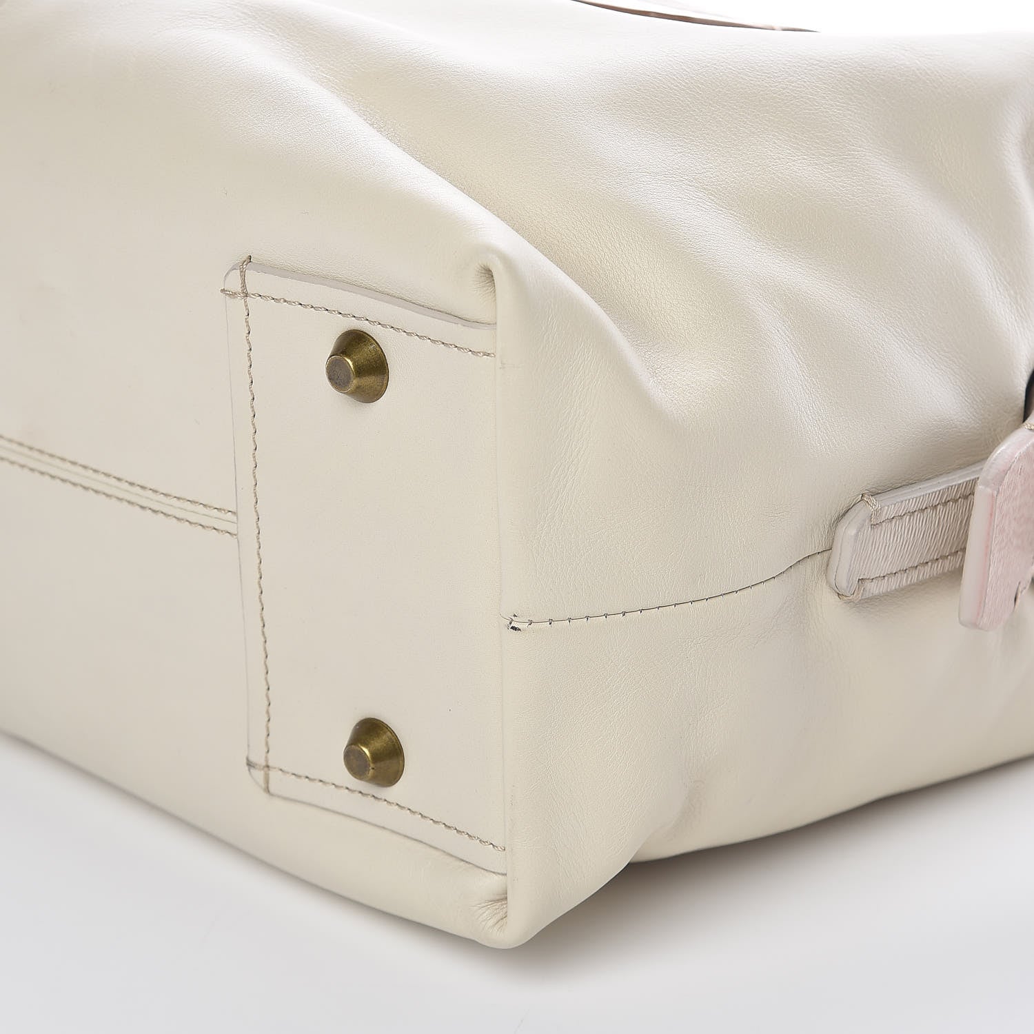 Lanvin Smooth Calfskin Bicolor Padam Bowling Satchel White 10 of 10