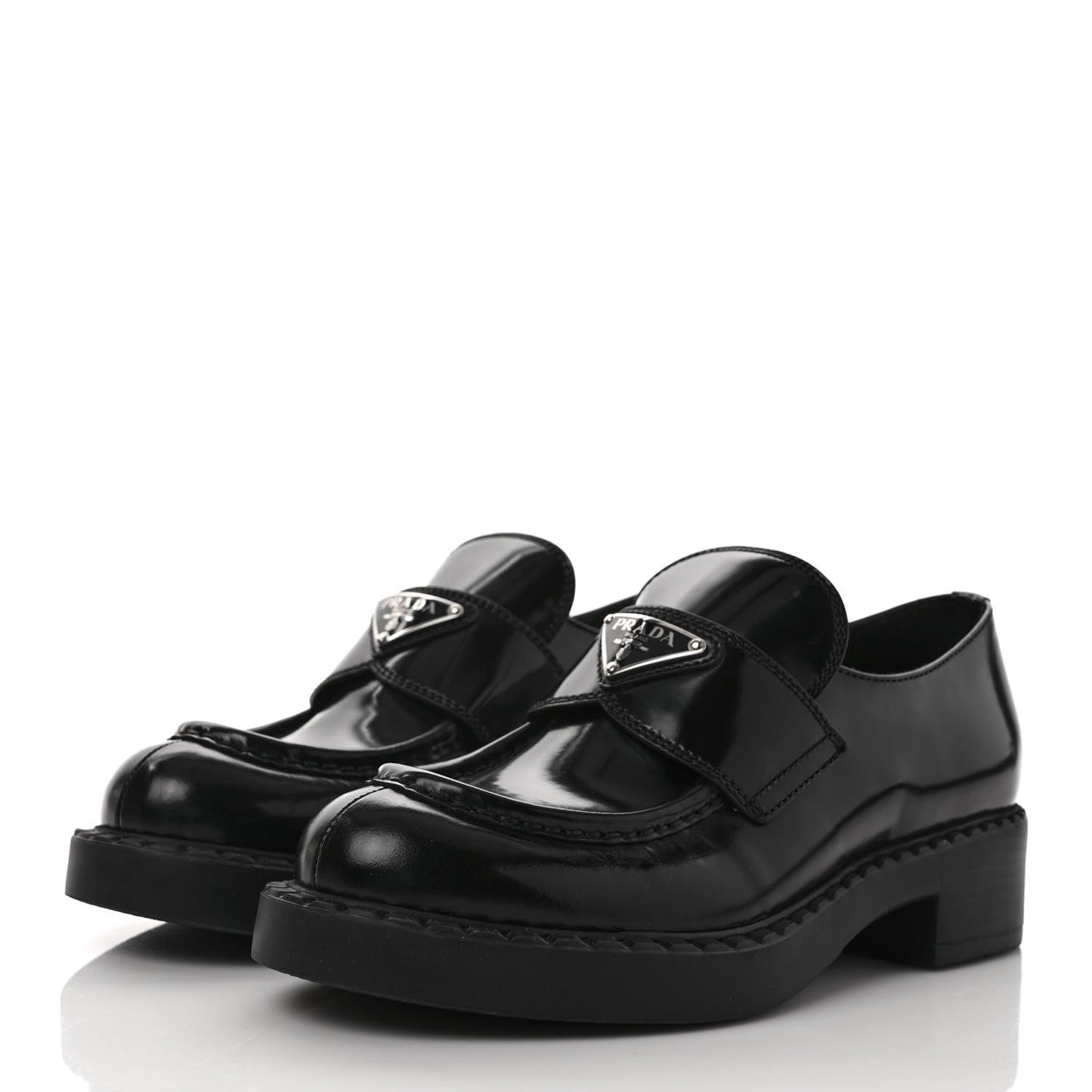 Spazzolato Metal Triangle Logo 50mm Loafers 37 Black