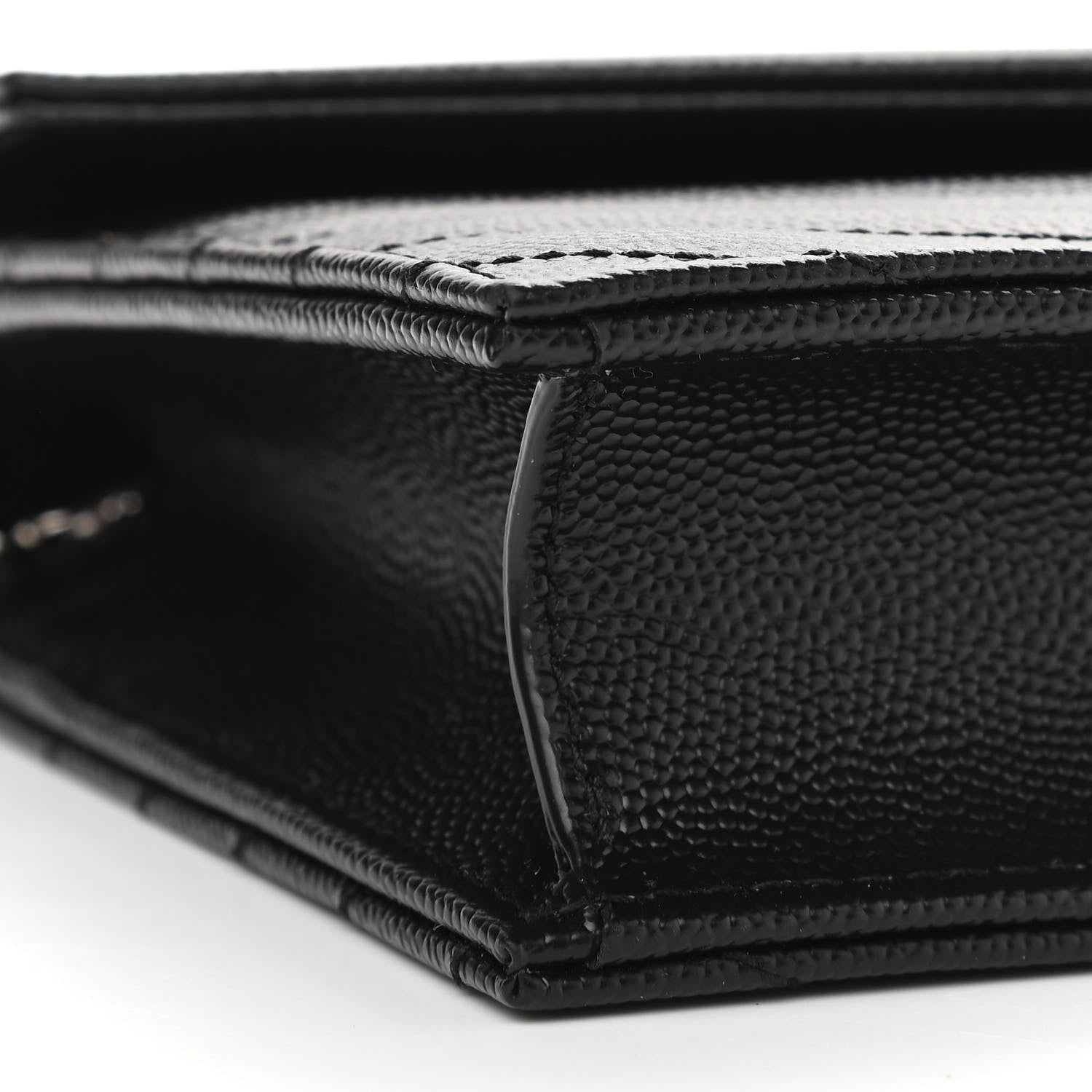 Saint Laurent Grain De Poudre Matelasse Chevron Monogram Envelope Chain Wallet Black 7 of 10