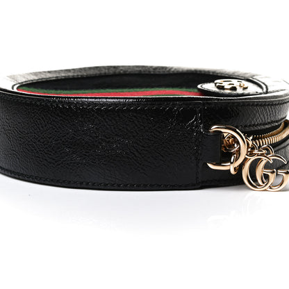 Gucci Suede Patent Web Mini Ophidia Round Shoulder Bag Black 10 of 12