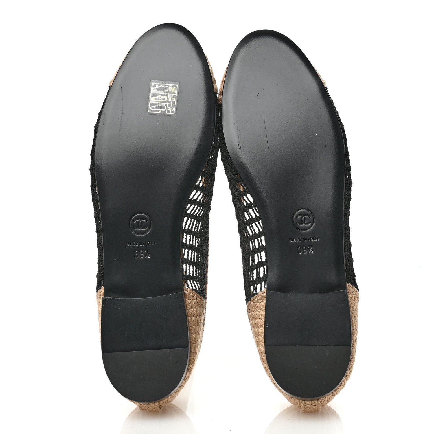 Chanel Raffia Cap Toe Ballerina Flats 39.5 Black Beige 6 of 10