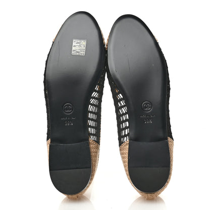 Chanel Raffia Cap Toe Ballerina Flats 39.5 Black Beige 6 of 10