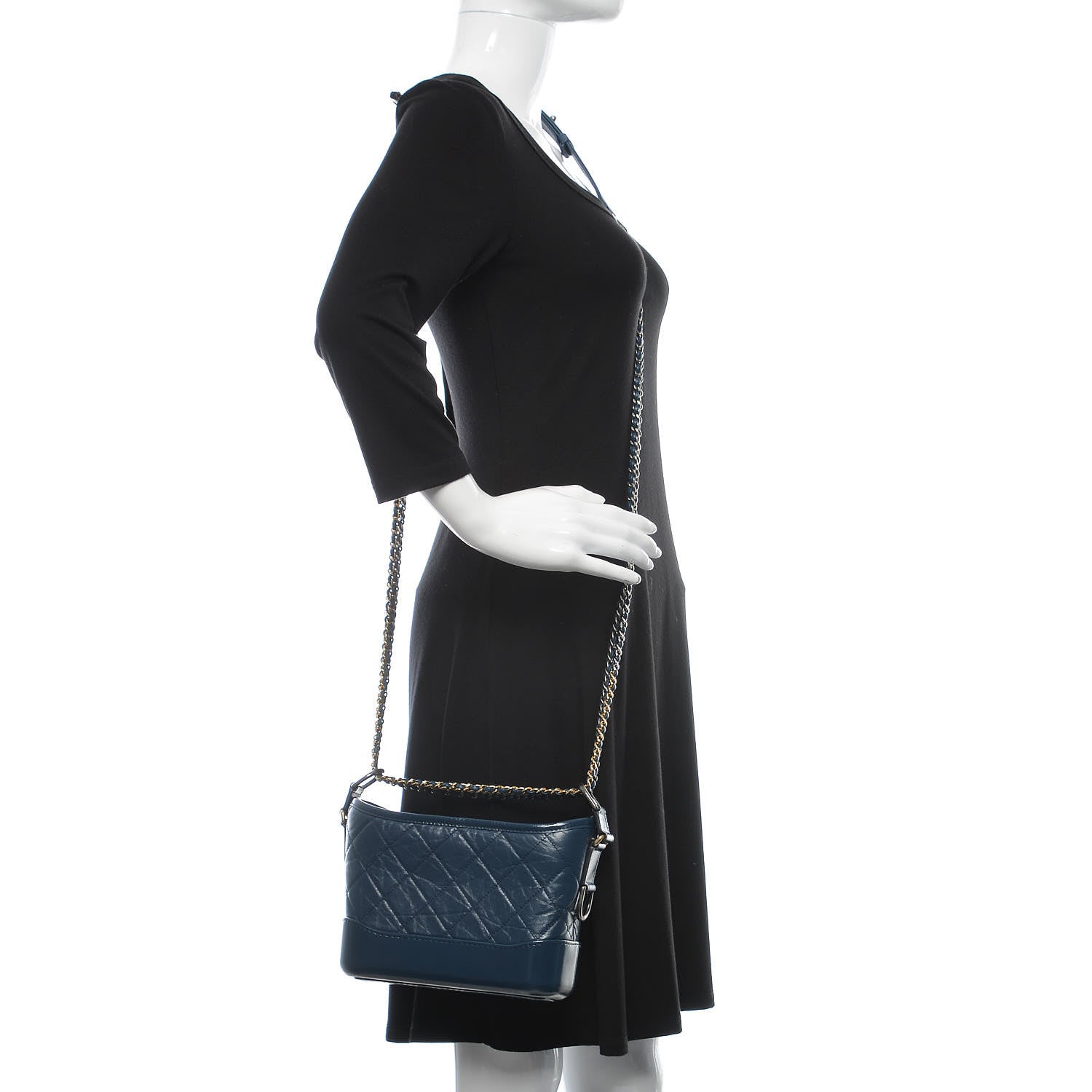 Chanel Aged Calfskin Quilted Small Gabrielle Hobo Navy 2 of 10