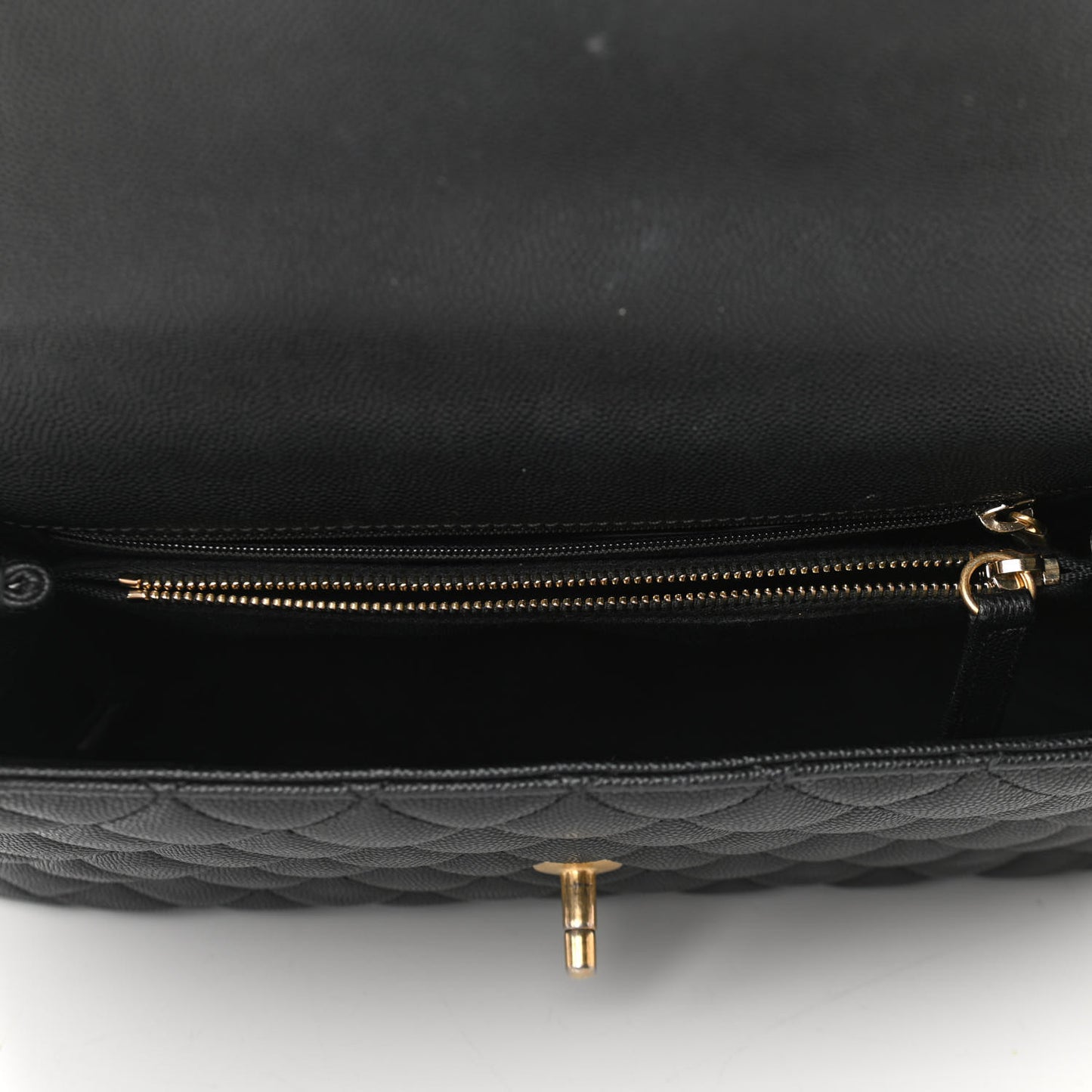 Caviar Lizard Embossed Quilted Small Coco Handle Flap Black