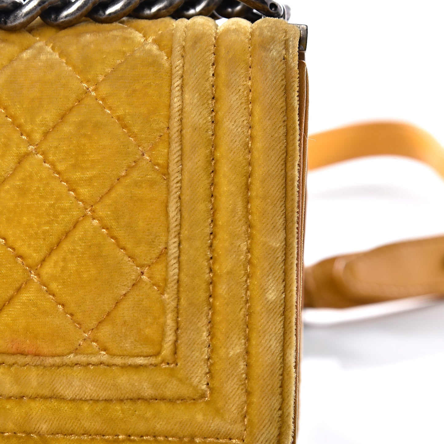 Velvet Quilted Small Boy Flap Yellow