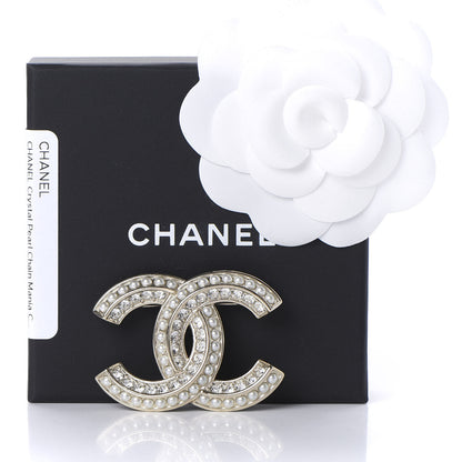 Chanel Crystal Pearl Chain Mania CC Brooch Gold 5 of 5