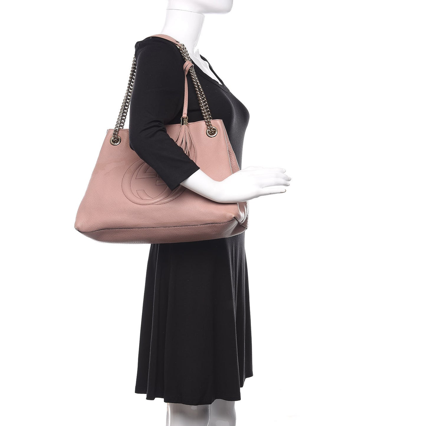 Pebbled Calfskin Medium Soho Chain Shoulder Bag Dark Cipria
