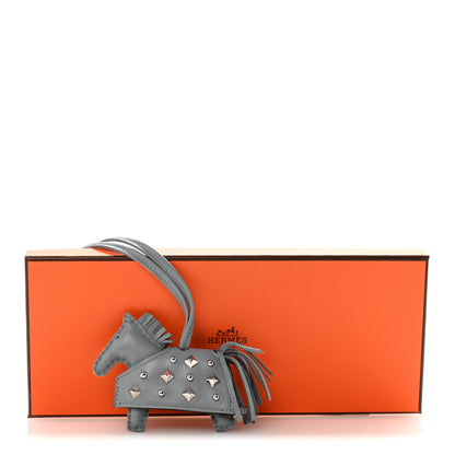 Hermes Milo Lambskin Studded Grigri Rodeo Robeo Rock Horse Bag Charm PM Gris Pantin 5 of 5