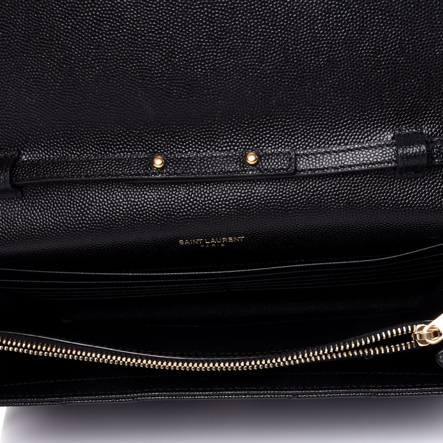 Grain De Poudre Matelasse Chevron Monogram Chain Wallet Black