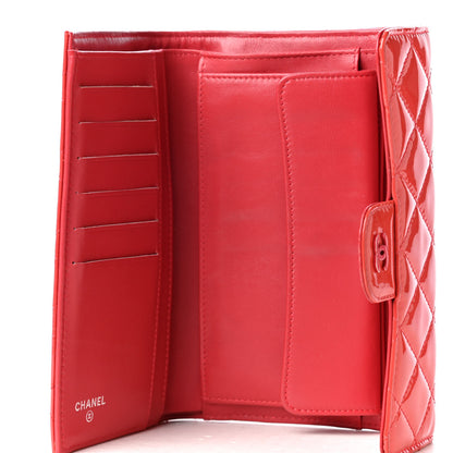 Chanel Patent Quilted Large Flap Wallet Coral 4 of 4
