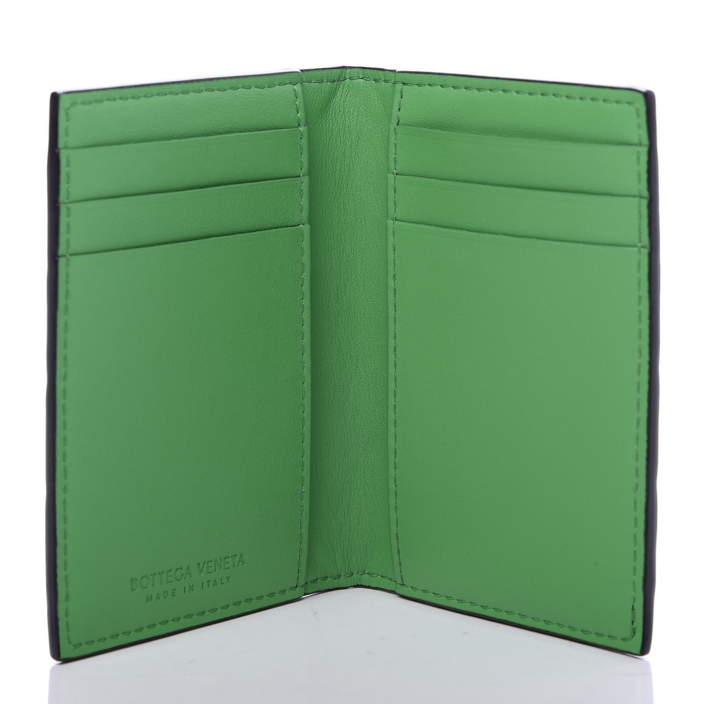 Nappa Maxi Intrecciato Bi-Fold Card Holder Black Grass