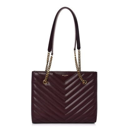 Saint Laurent Grain de Poudre Matelasse Chevron Small Tribeca Shopping Bag Rouge Legoin 1 of 12