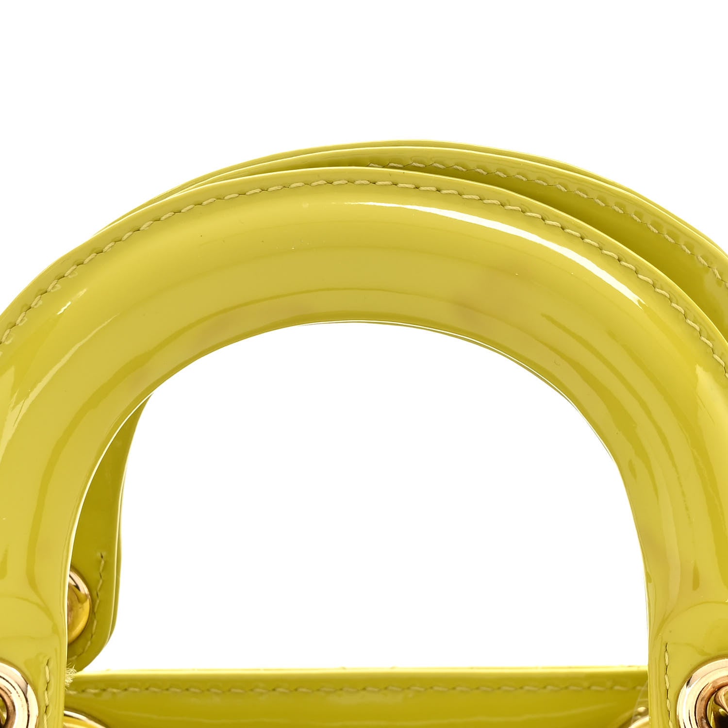 Christian Dior Patent Cannage Mini Lady Dior Lime Yellow 1598611