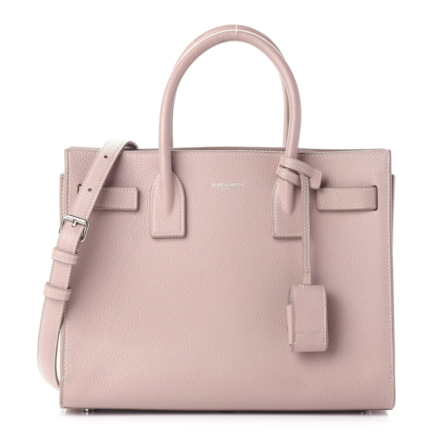 Grained Calfskin Topstich Baby Sac De Jour Antique Rose