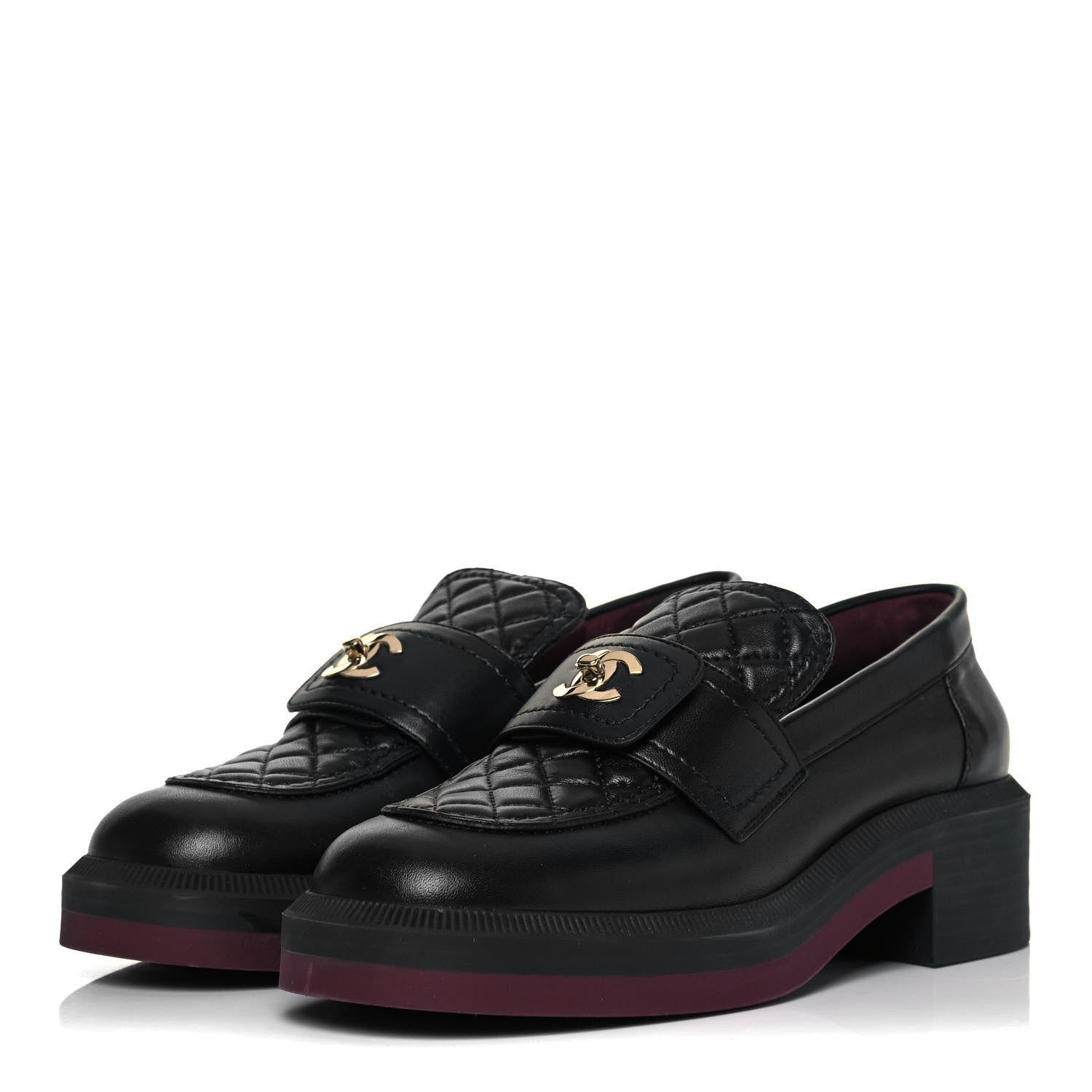 Chanel Lambskin Quilted CC Turnlock Loafers 39 Black 3 of 9
