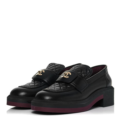 Chanel Lambskin Quilted CC Turnlock Loafers 39 Black 3 of 9
