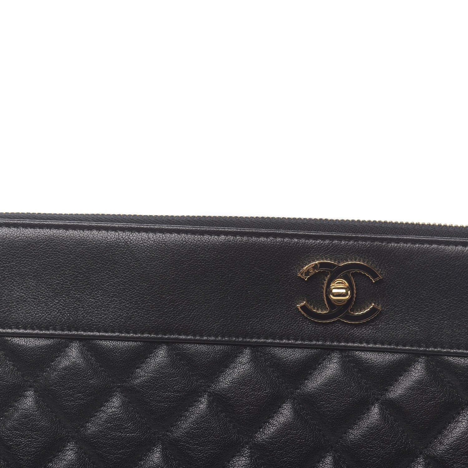 Chanel Lambskin Quilted Large Vintage Mademoiselle Cosmetic Case Black 8 of 8