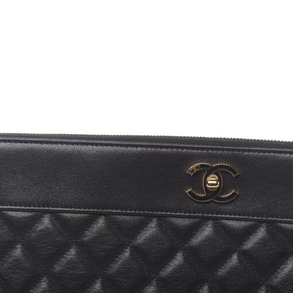 Chanel Lambskin Quilted Large Vintage Mademoiselle Cosmetic Case Black 8 of 8