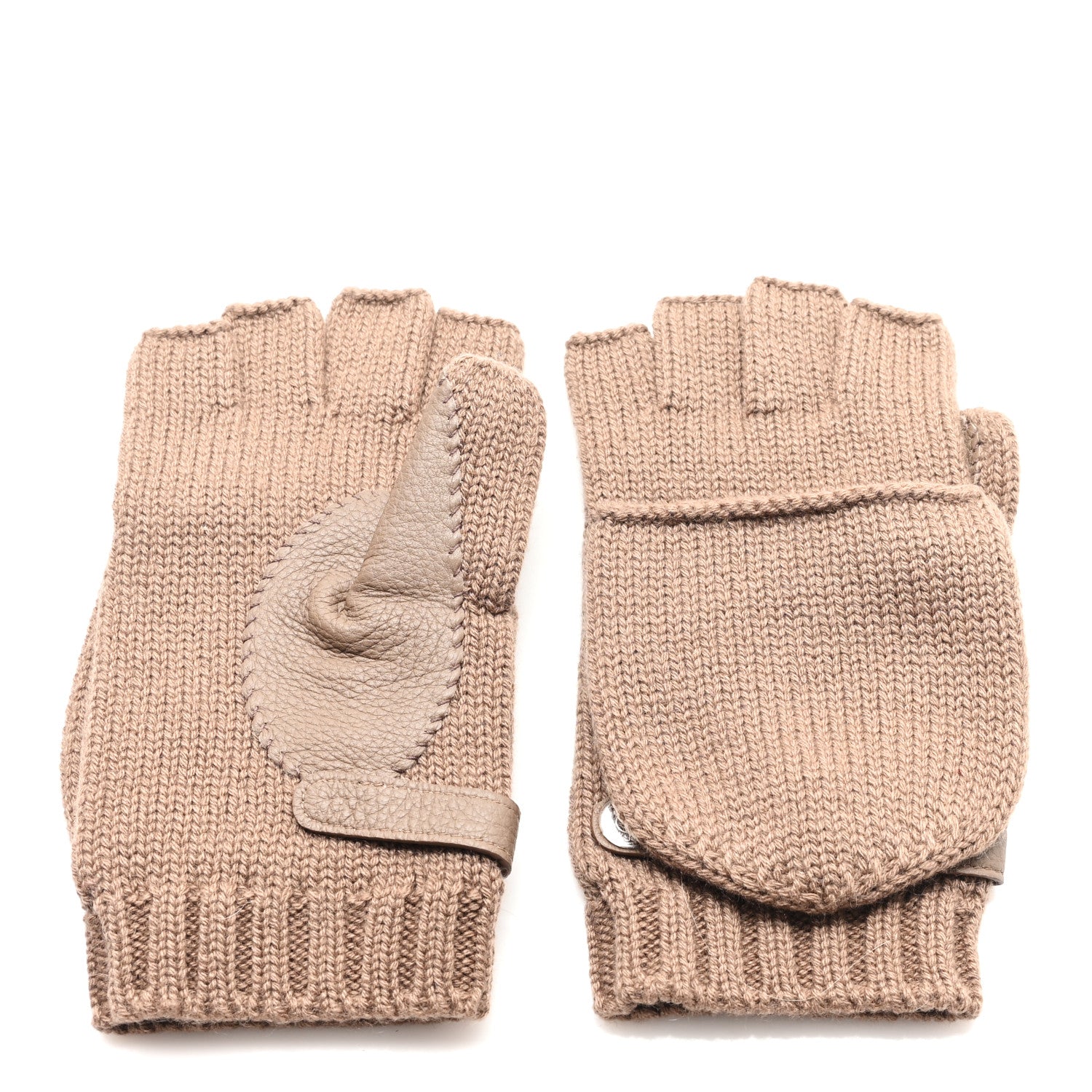 Hermes Cashmere Deerskin Baltimore Mittens M Etoupe 2 of 3