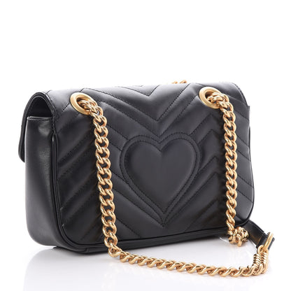 Gucci Calfskin Matelasse Mini GG Marmont Shoulder Bag Black 3 of 6