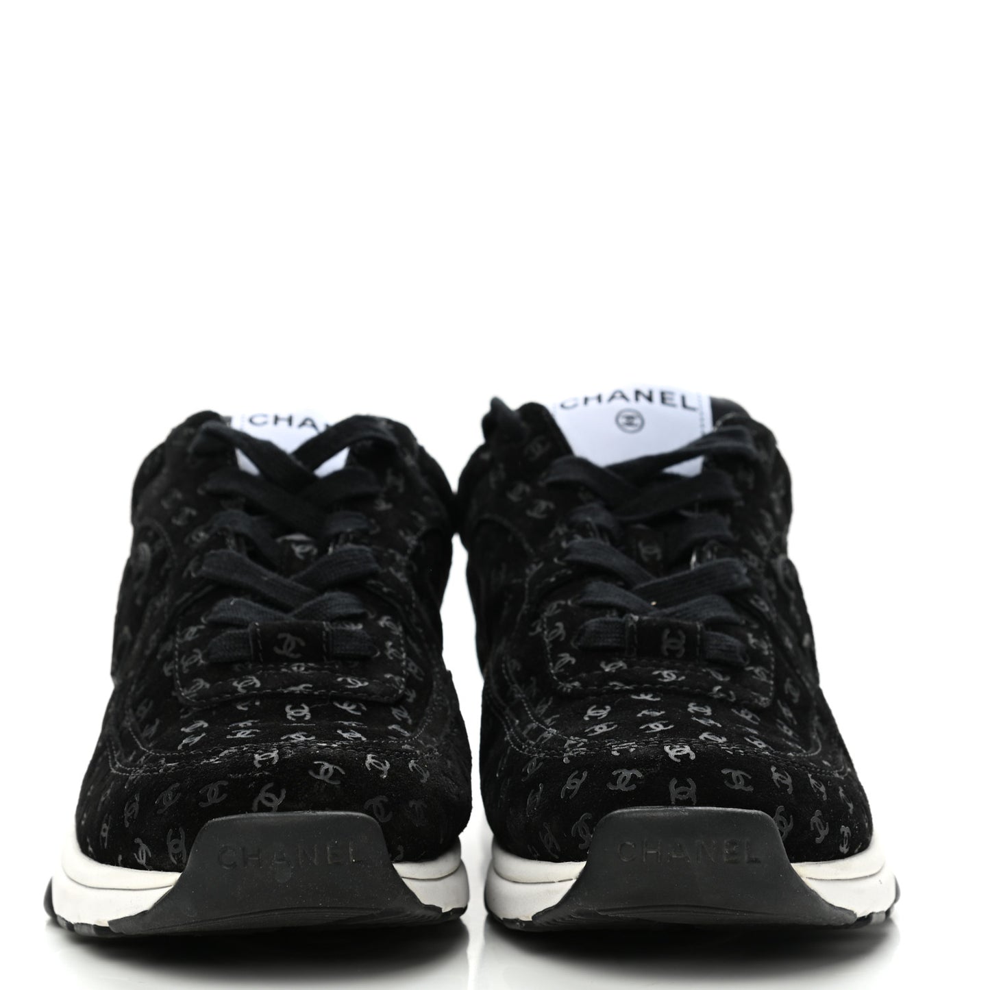 Suede Calfskin Printed CC Sneakers 38.5 Black