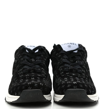 Chanel Suede Calfskin Printed CC Sneakers 38.5 Black 2 of 10