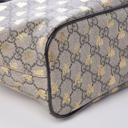 Gucci Soft GG Supreme Monogram Bees Small Crossbody Tote Beige Oro Black 8 of 9