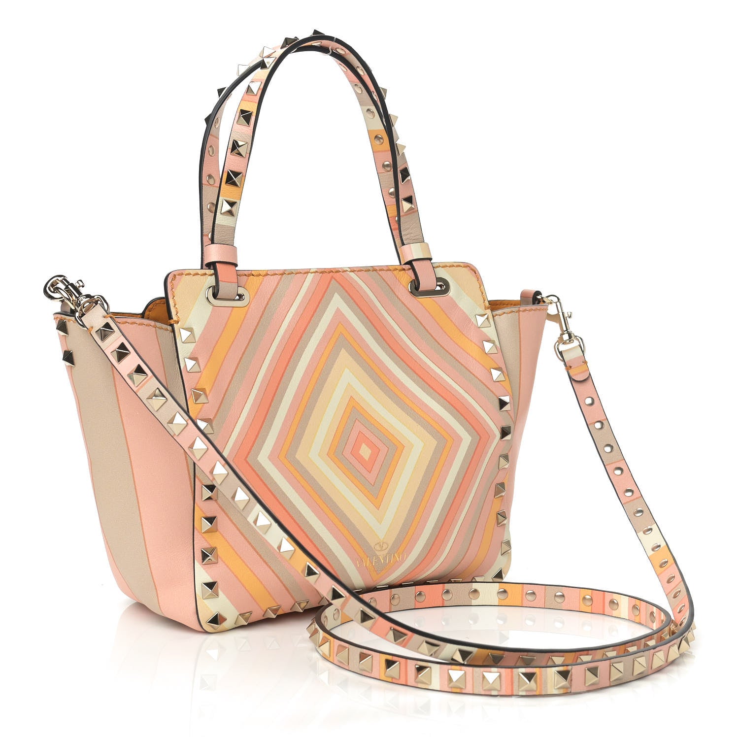 Valentino Garavani Vitello Native Couture 1975 Mini Rockstud Tote Mandarin Sorbet 3 of 9