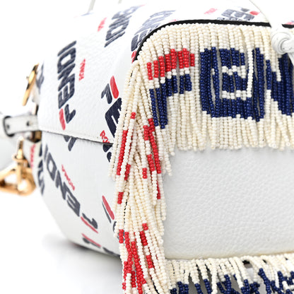 Fendi X FILA Calfskin F is Fendi Mania Fringe Mini Mon Tresor Bucket Bag White 10 of 11