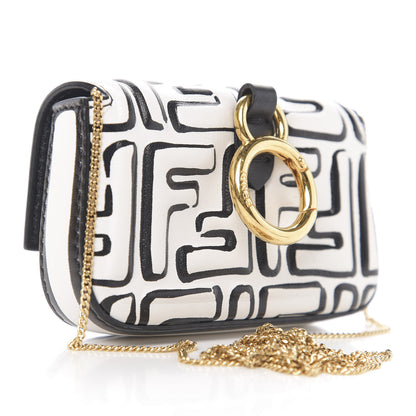 Fendi X JOSHUA VIDES Nappa Vitello King FF Embossed Nano Baguette Charm White Black 2 of 10
