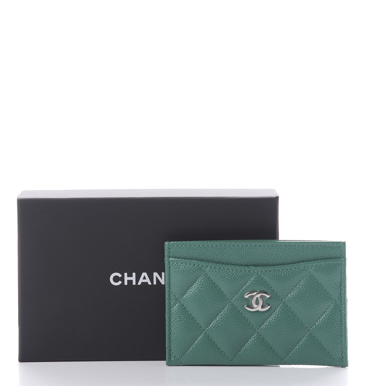 Chanel Caviar Quilted Card Holder Green 8 of 8
