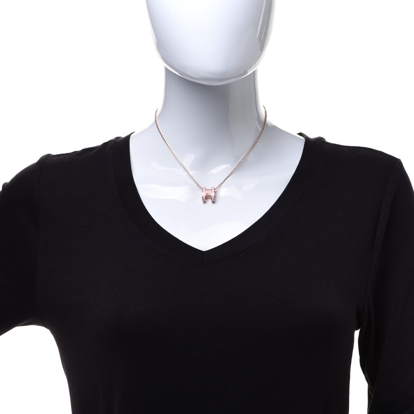 Lacquered Rose Gold Pop H Pendant Necklace Rose Dragee