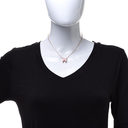 Hermes Lacquered Rose Gold Pop H Pendant Necklace Rose Dragee 2 of 8