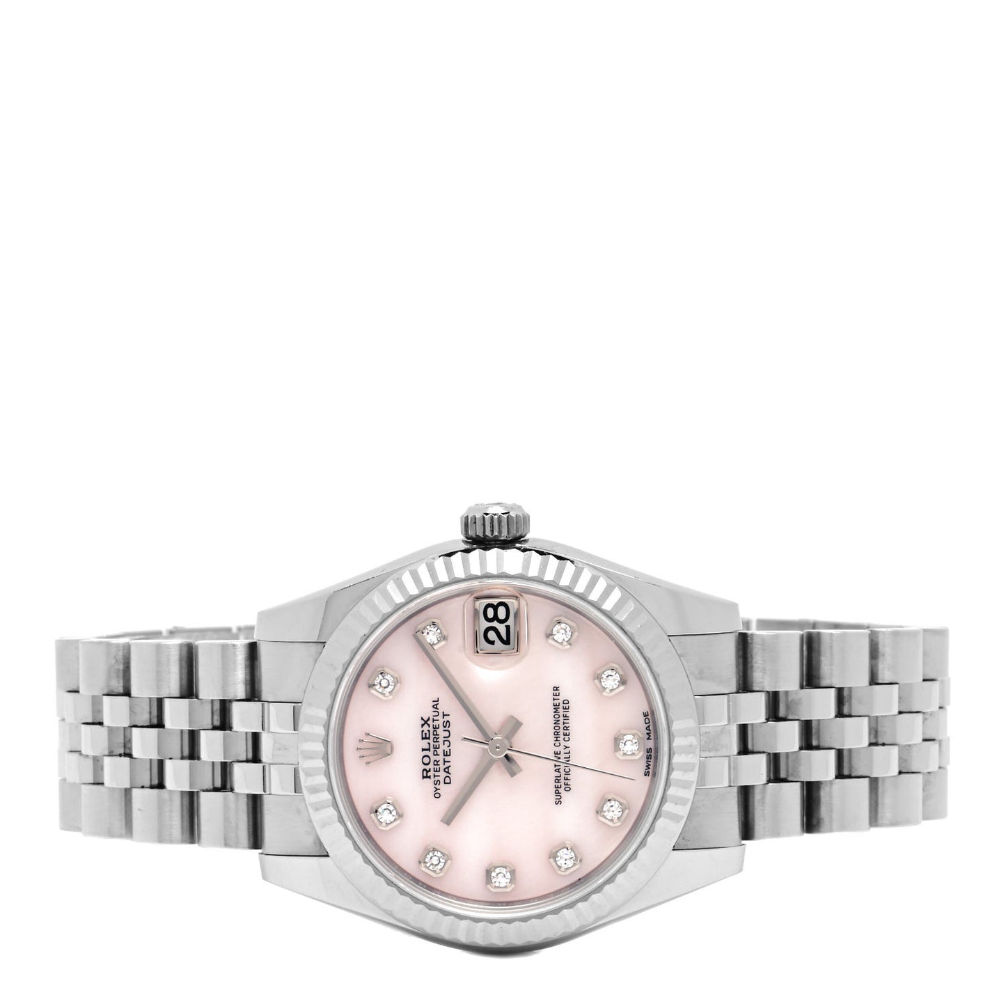Stainless Steel 18K White Gold Diamond Pink Mother of Pearl 31mm Oyster Perpetual Datejust Watch 178274