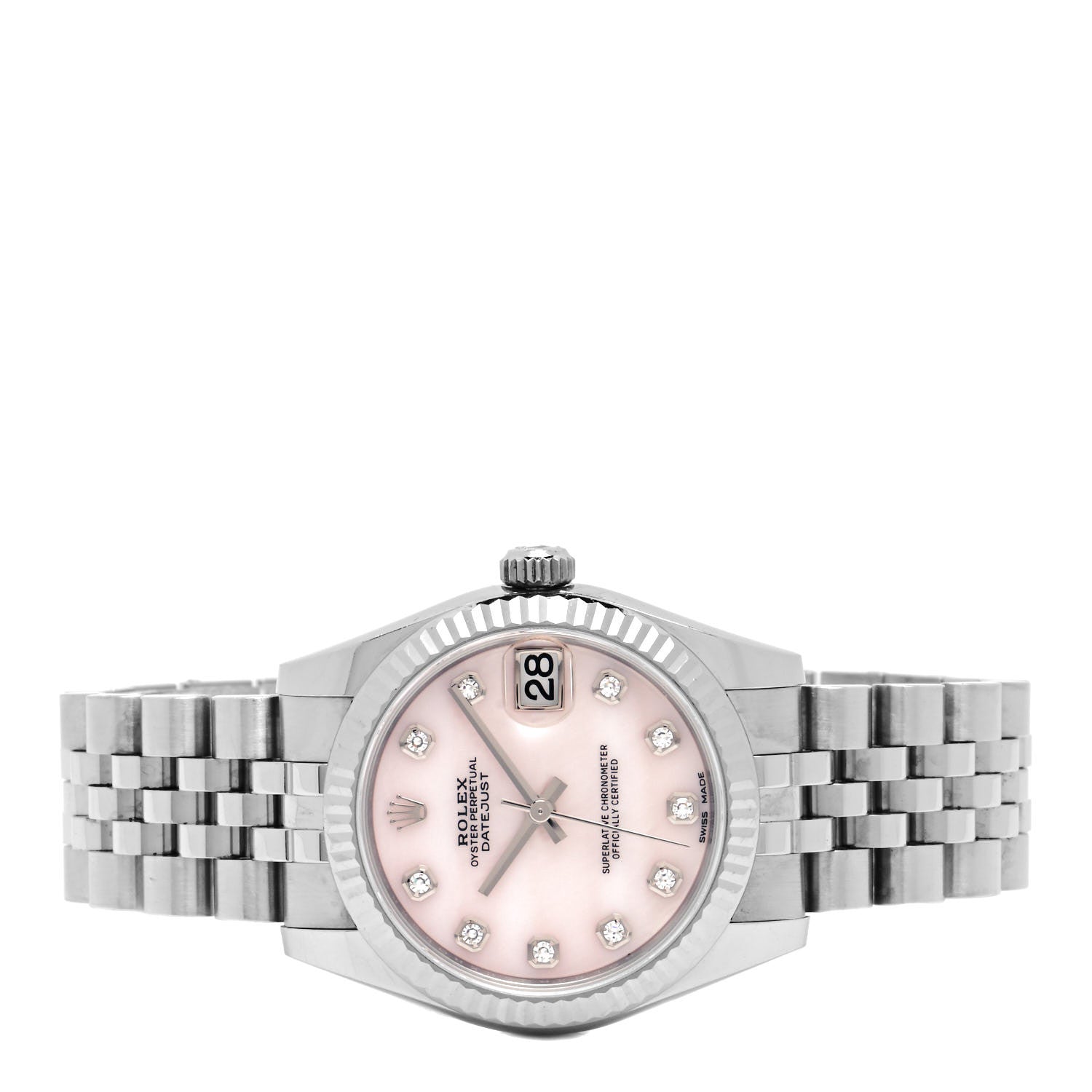 Rolex Stainless Steel 18K White Gold Diamond Pink Mother of Pearl 31mm Oyster Perpetual Datejust Watch 178274 2 of 5