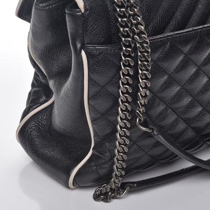 Saint Laurent Calfskin Mixed Matelasse Triquilt Large Monogram Envelope Satchel Black White 8 of 13