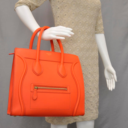 Celine Smooth Calfskin Mini Luggage Bright Orange 2 of 10