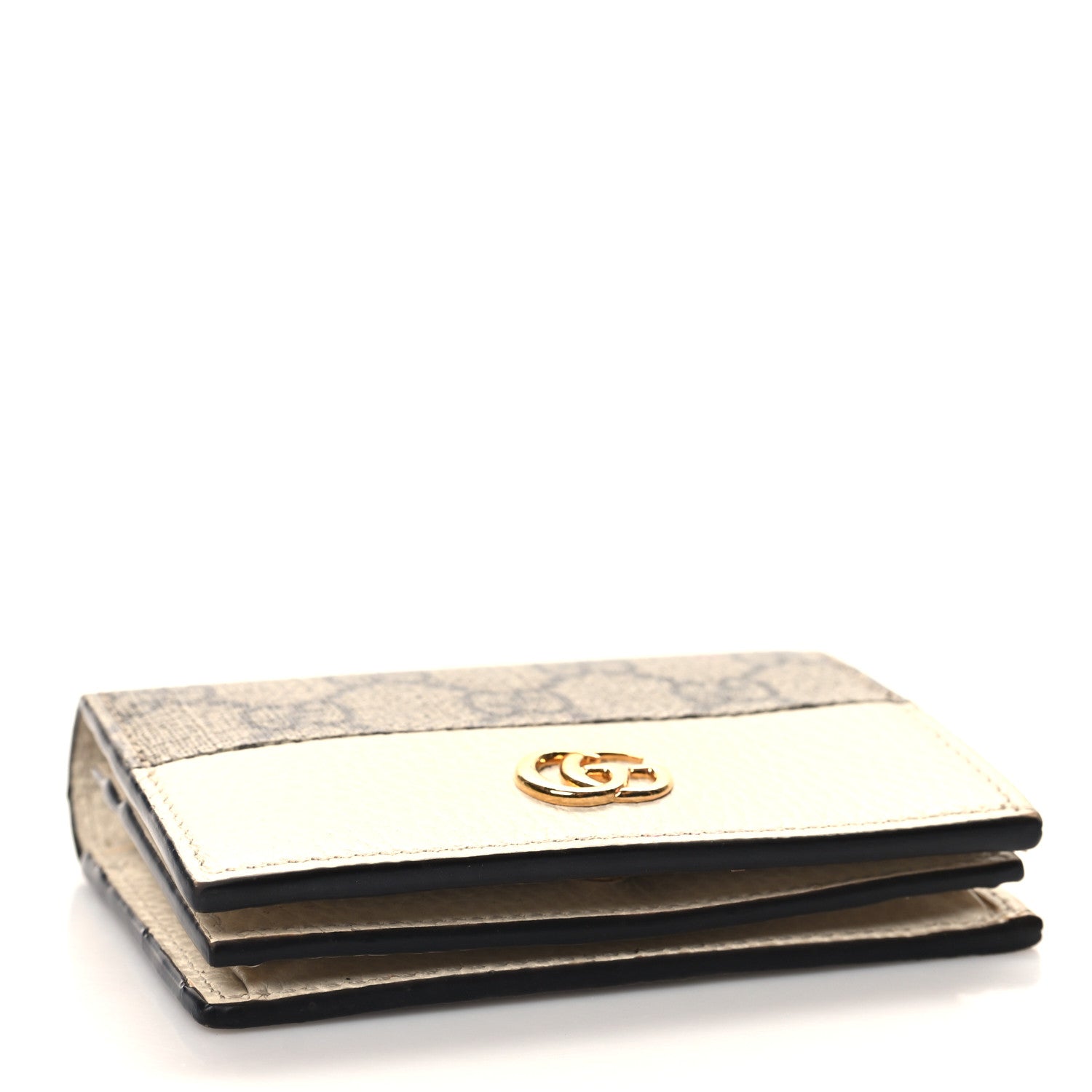 Gucci Dollar Calfskin GG Supreme Monogram GG Marmont Card Case Mystic White Beige Ebony 4 of 10
