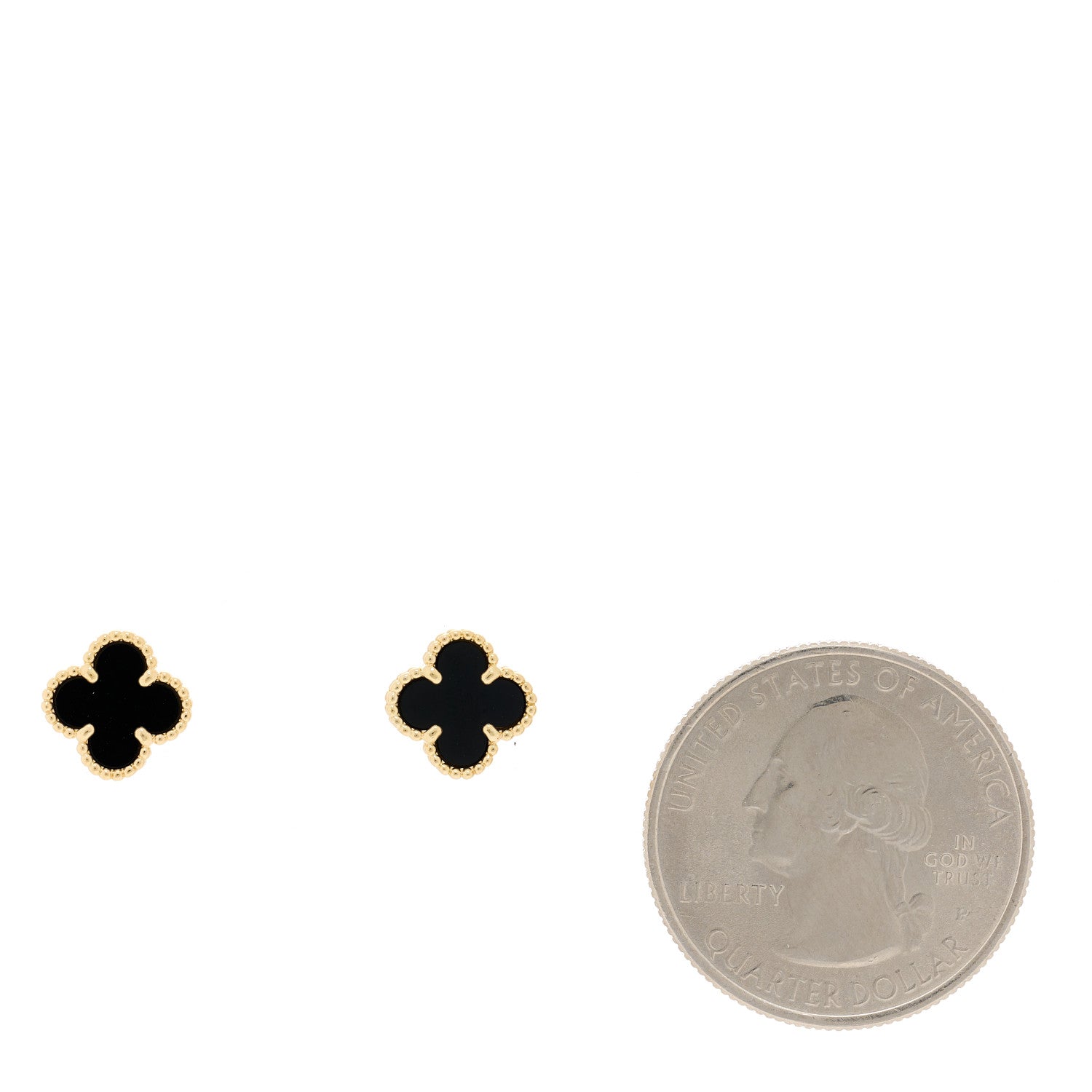Van Cleef & Arpels 18K Yellow Gold Black Onyx Sweet Alhambra Earrings 2 of 5
