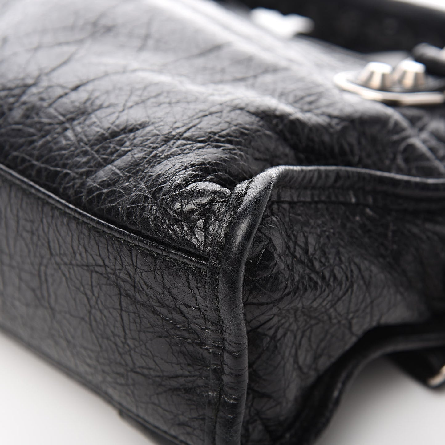 Agneau Silver Metallic Edge Hardware Mini City Black